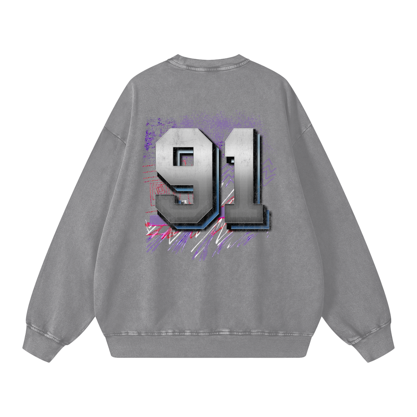 Red Block Edition Snow Washed Oversized Sweatshirt