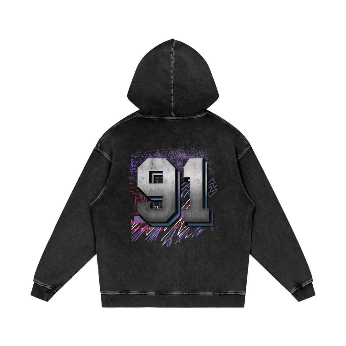 Red Box Edition Snow Washed Loose Cotton Hoodie