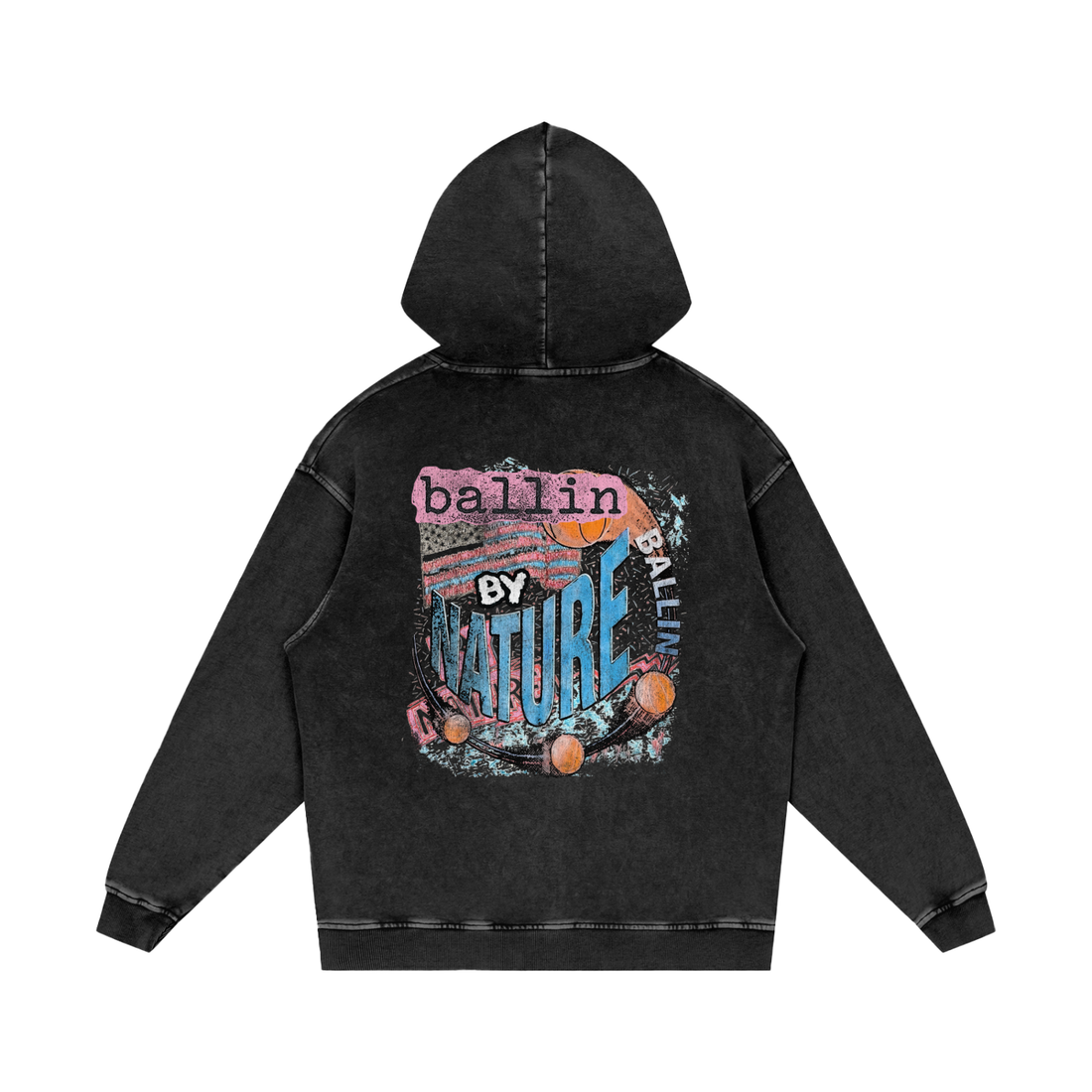 Vertical Edition Snow Washed Loose Cotton Hoodie