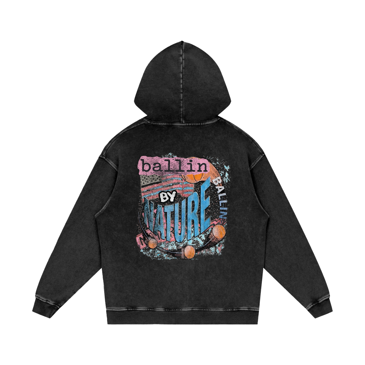 Vertical Edition Snow Washed Loose Cotton Hoodie