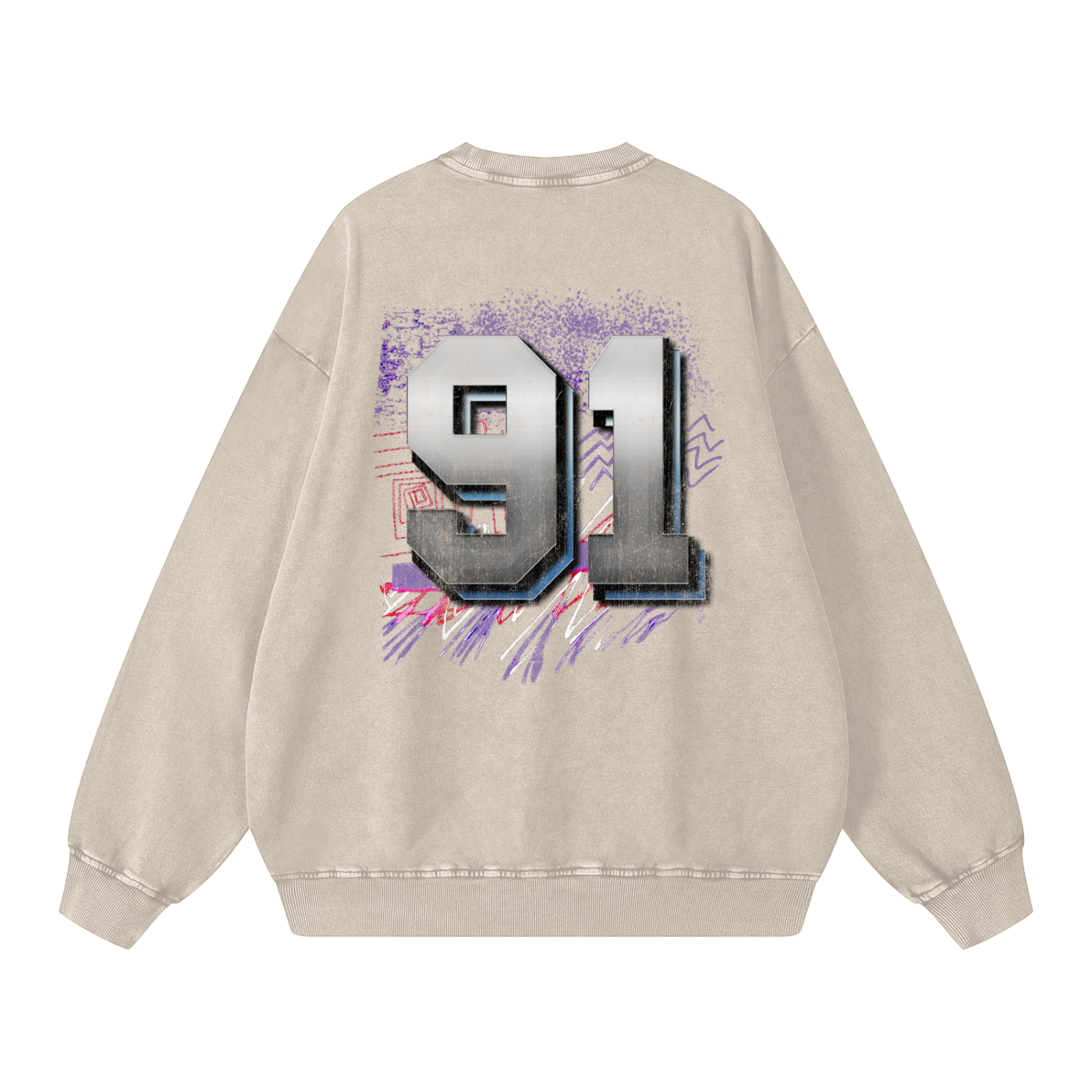 Red Block Edition Snow Washed Oversized Sweatshirt