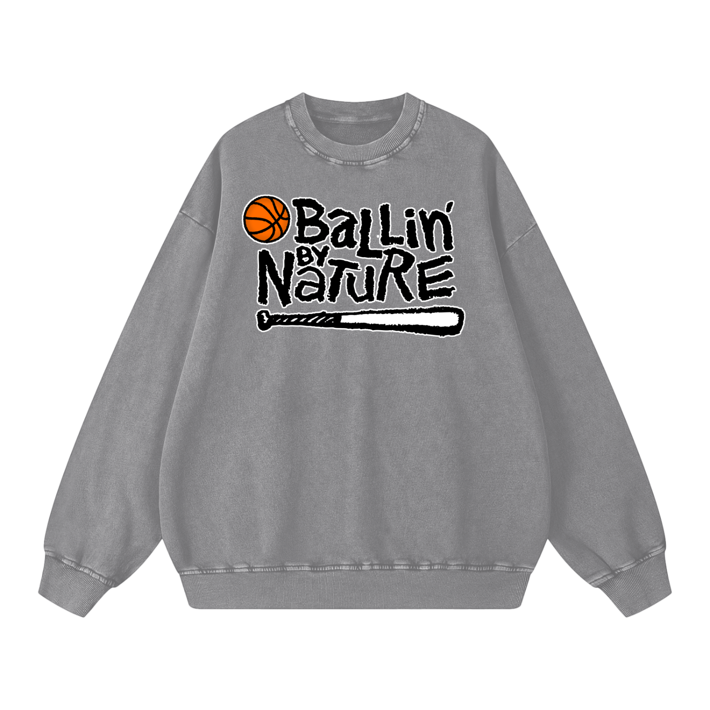 OG Black Logo Snow Washed Oversized Sweatshirt