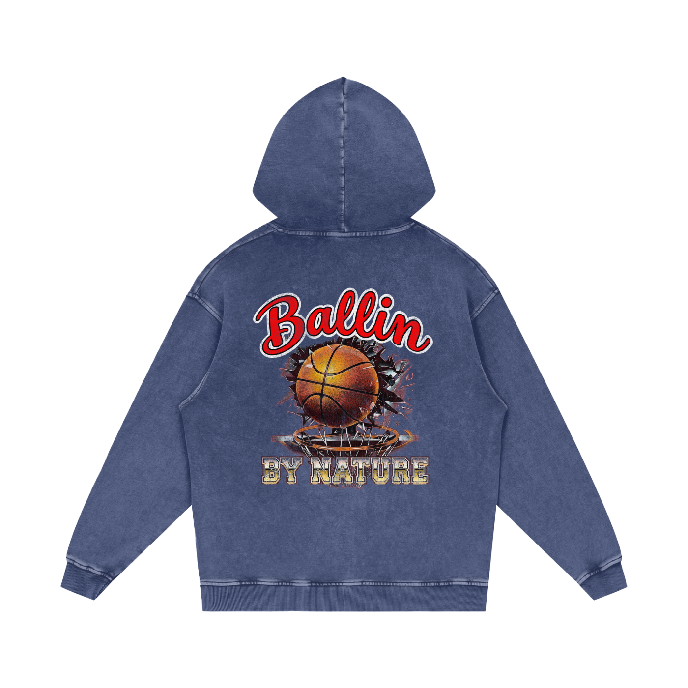 Ring Edition Snow Washed Loose Cotton Hoodie