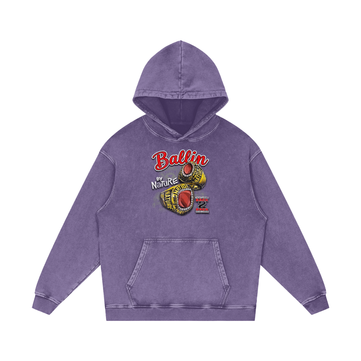 Ring Edition Snow Washed Loose Cotton Hoodie