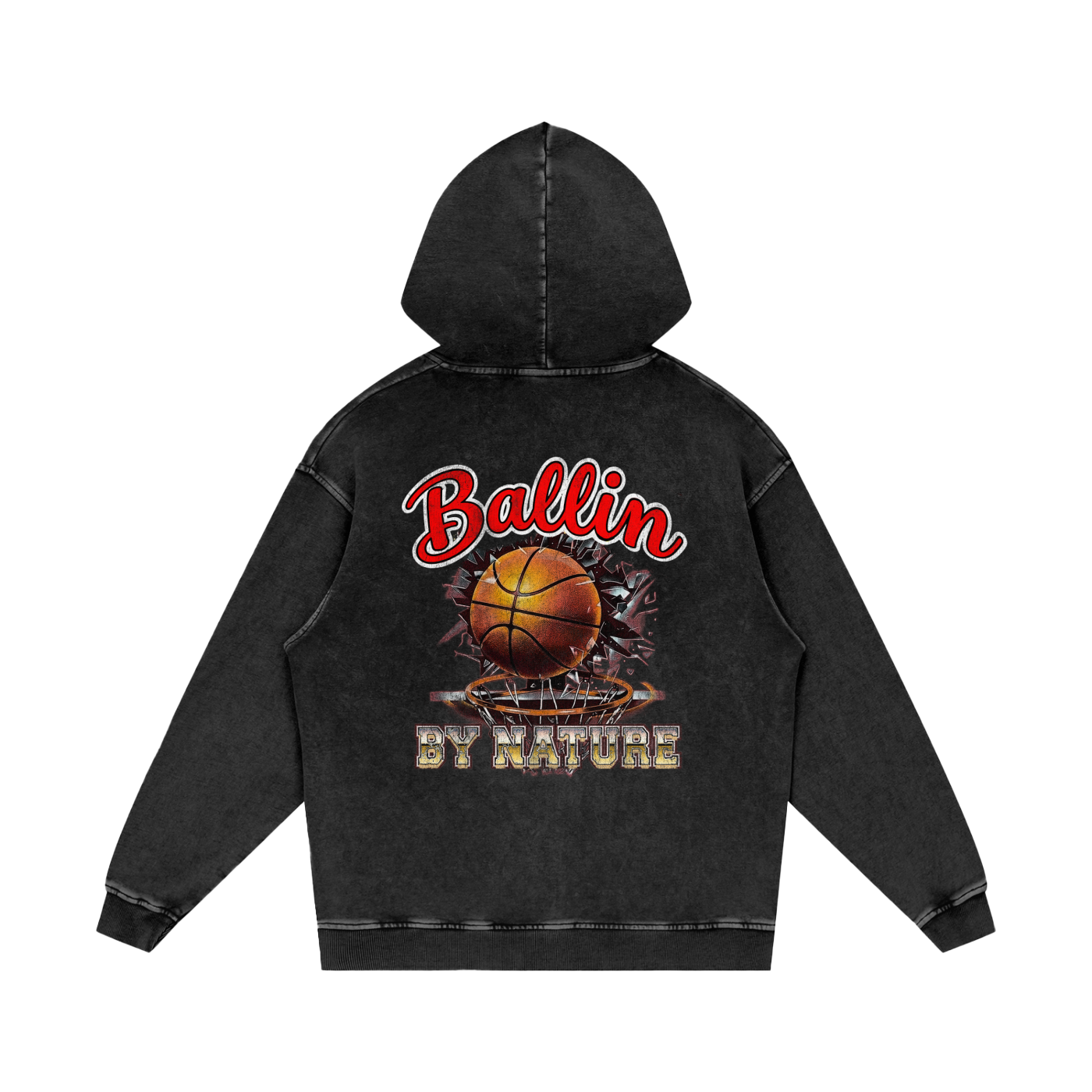 Ring Edition Snow Washed Loose Cotton Hoodie