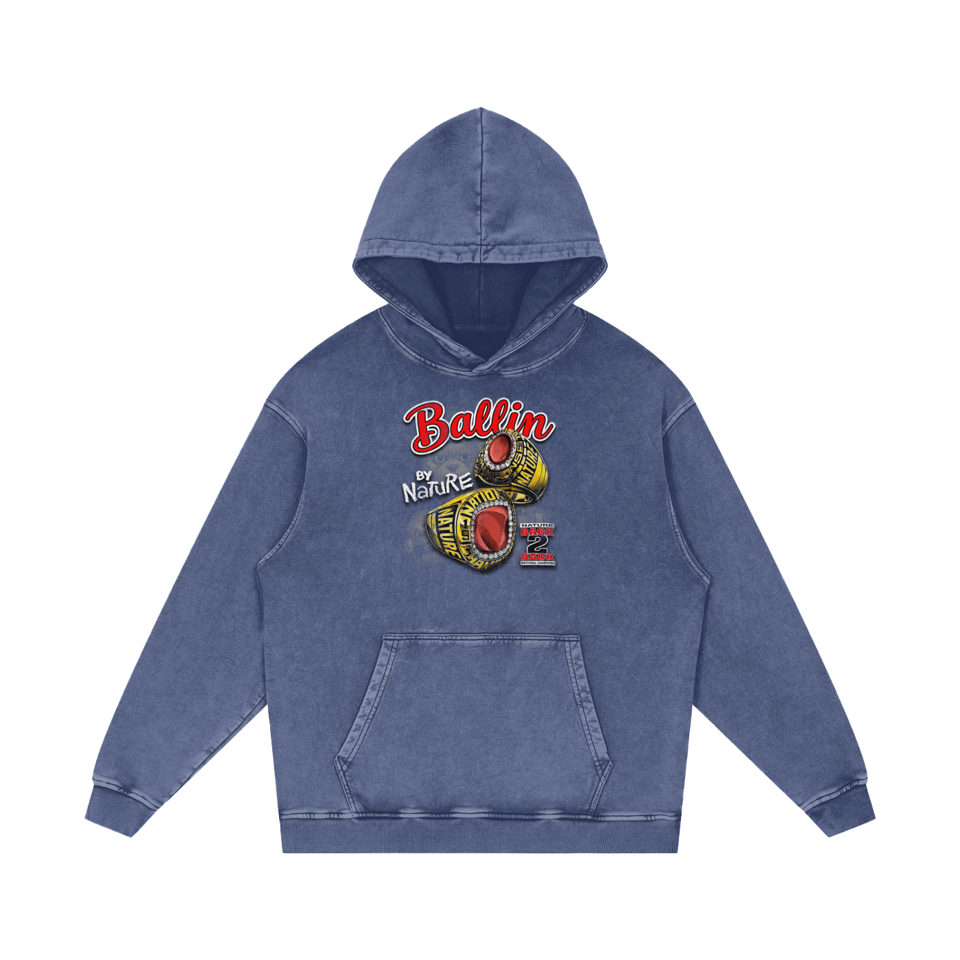 Ring Edition Snow Washed Loose Cotton Hoodie