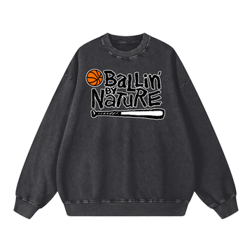 OG Black Logo Snow Washed Oversized Sweatshirt