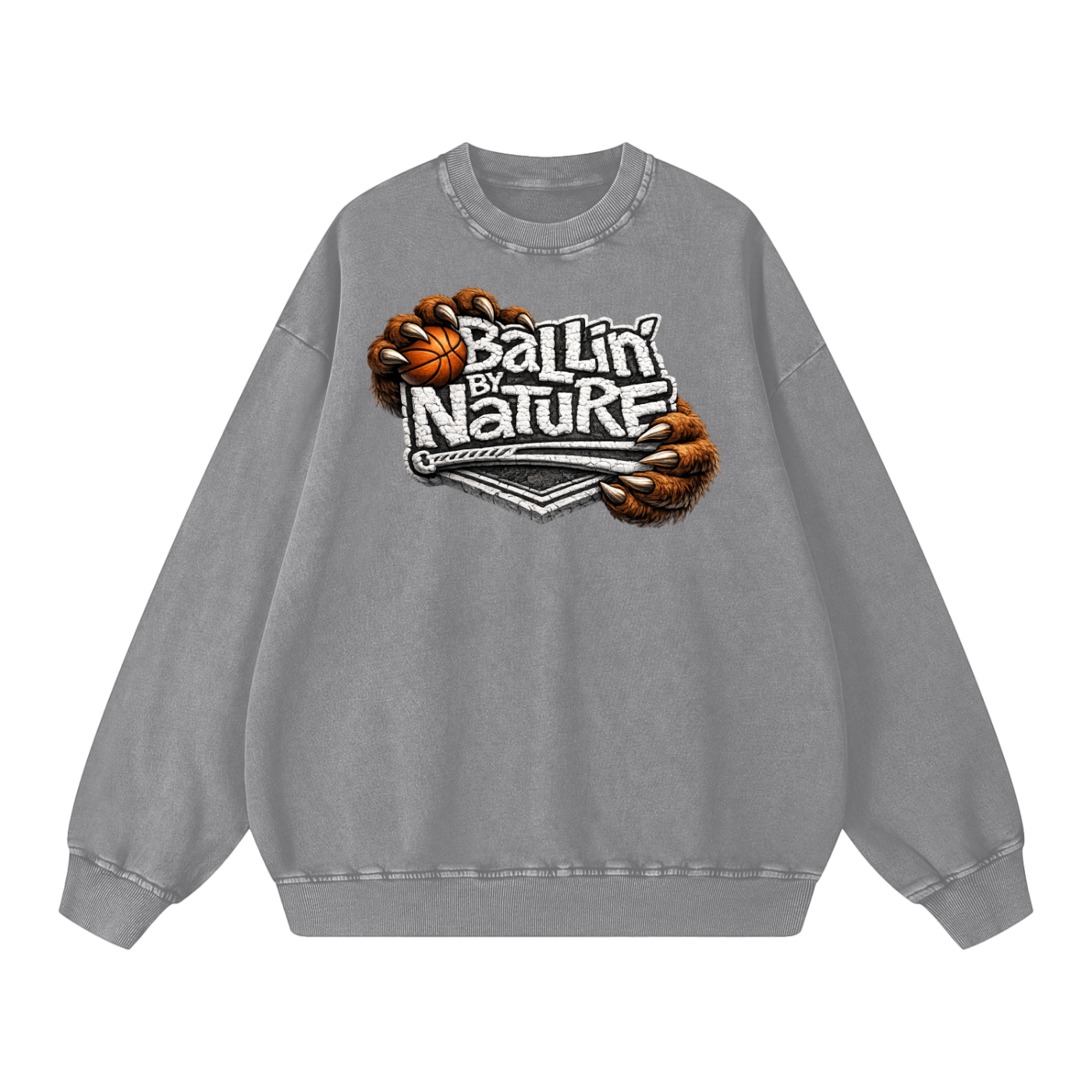 Ballin' Claw Snow Washed Oversized Sweatshirt