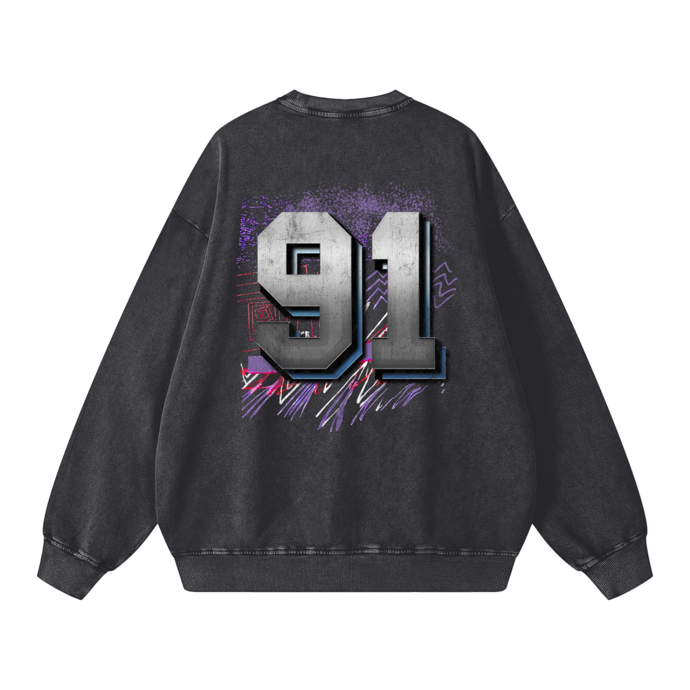Red Block Edition Snow Washed Oversized Sweatshirt