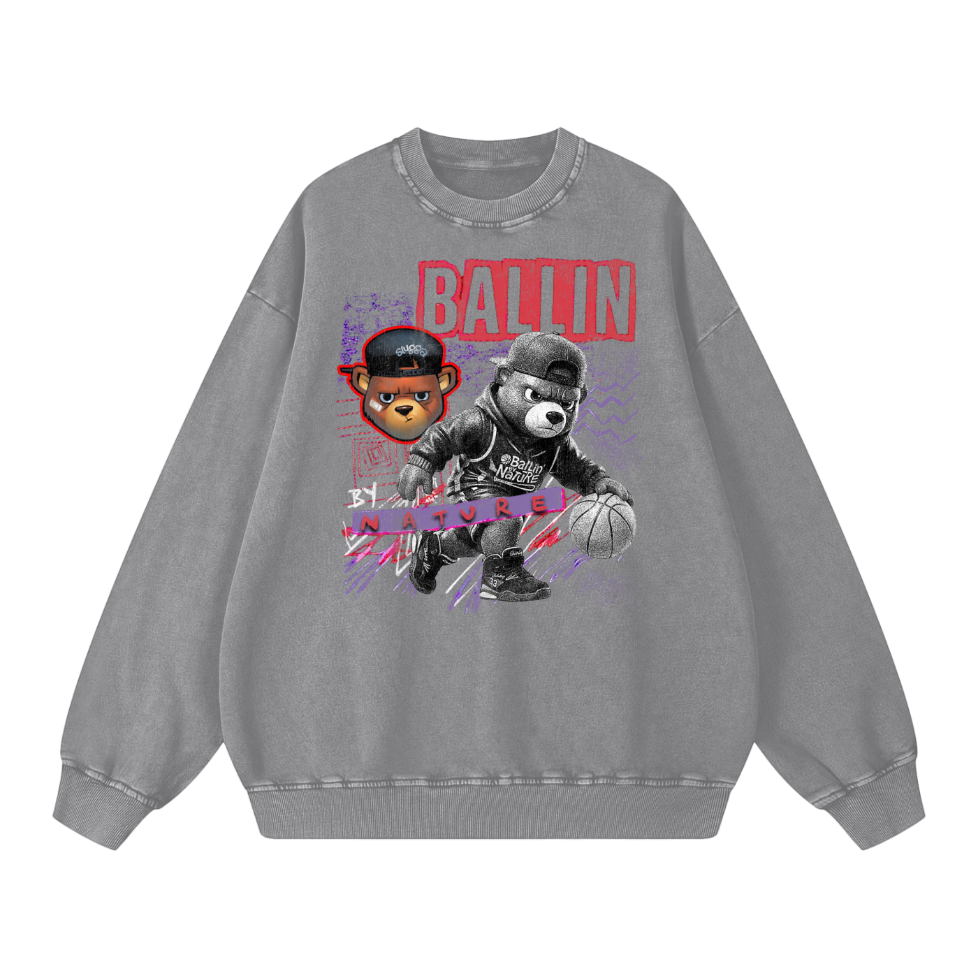 Red Block Edition Snow Washed Oversized Sweatshirt