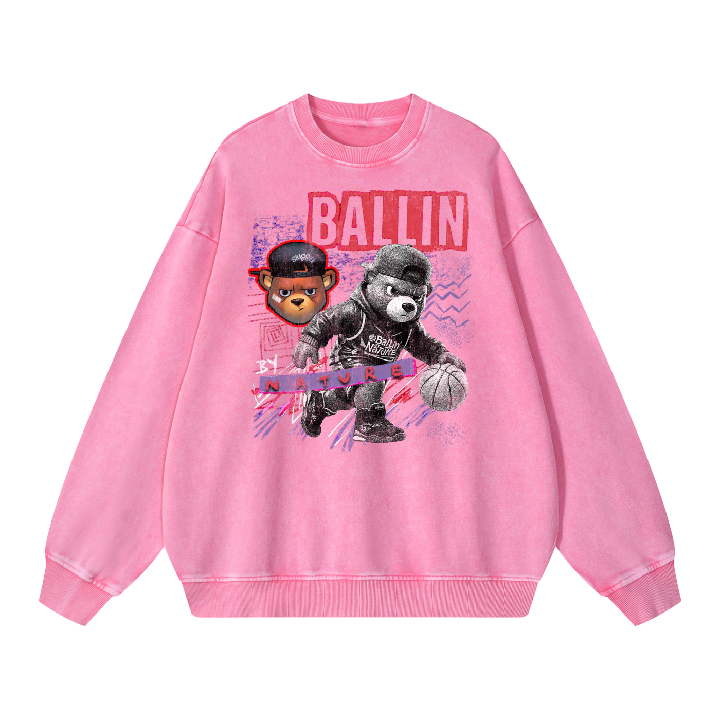 Red Block Edition Snow Washed Oversized Sweatshirt