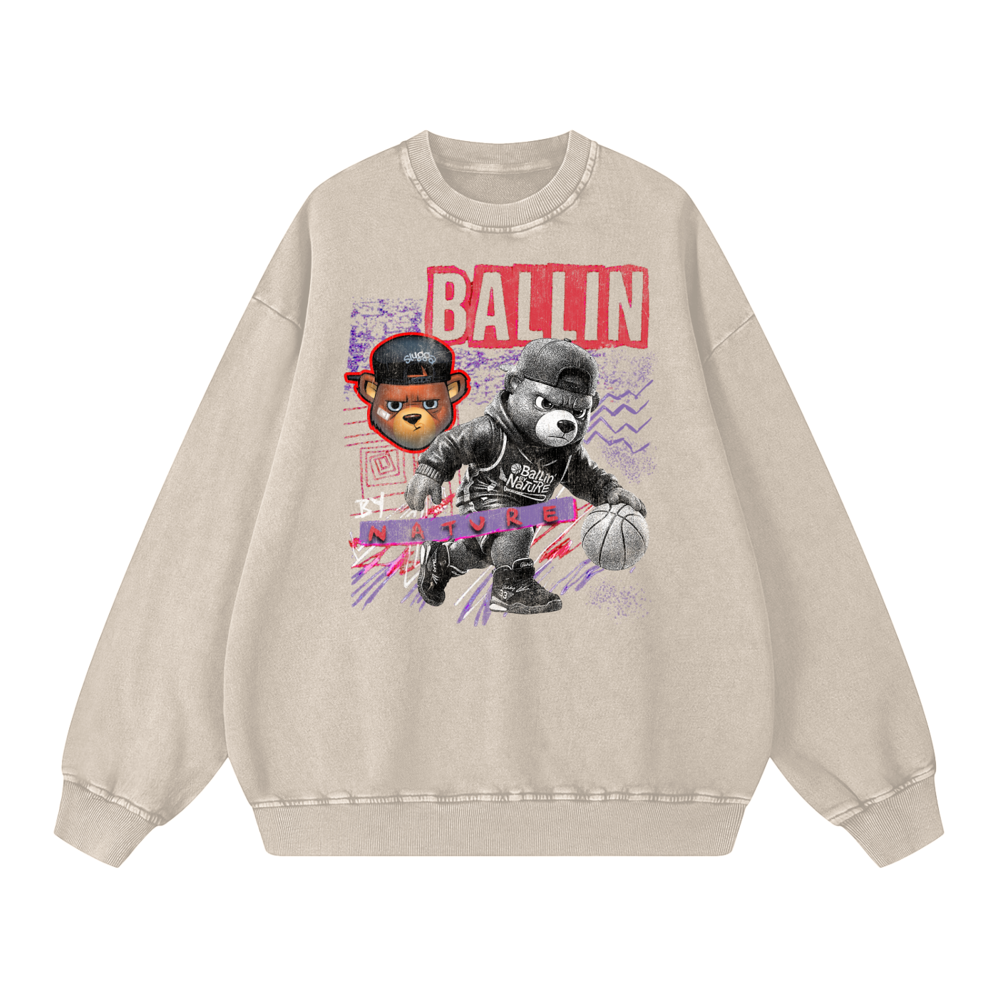Red Block Edition Snow Washed Oversized Sweatshirt