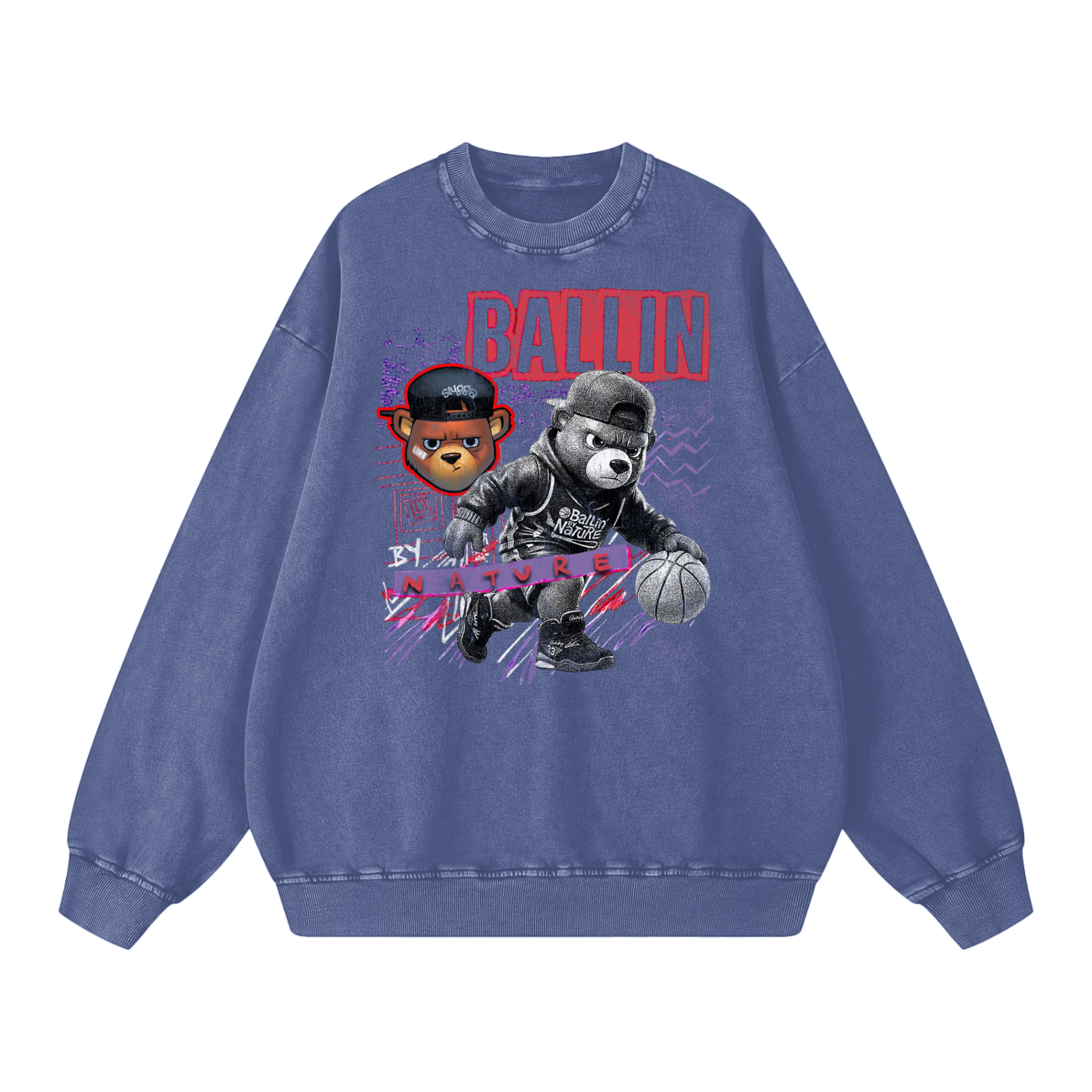 Red Block Edition Snow Washed Oversized Sweatshirt