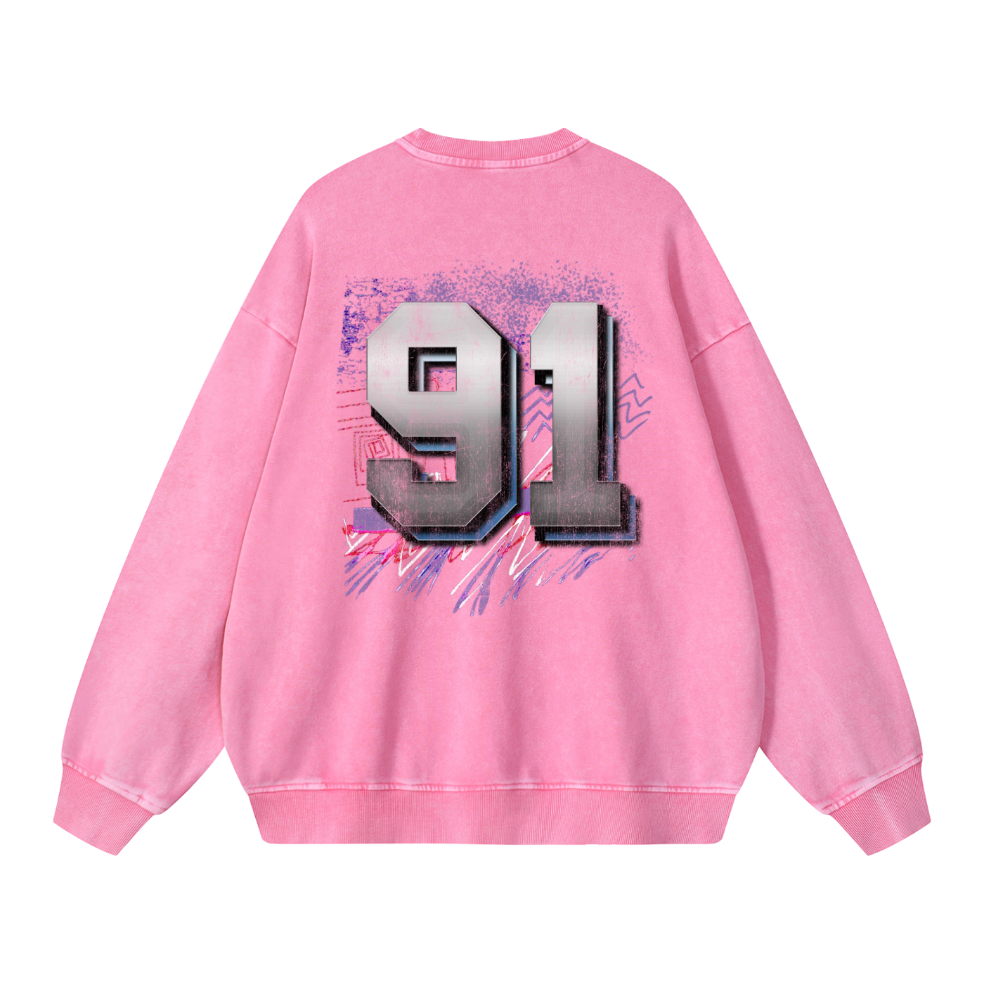 Red Block Edition Snow Washed Oversized Sweatshirt