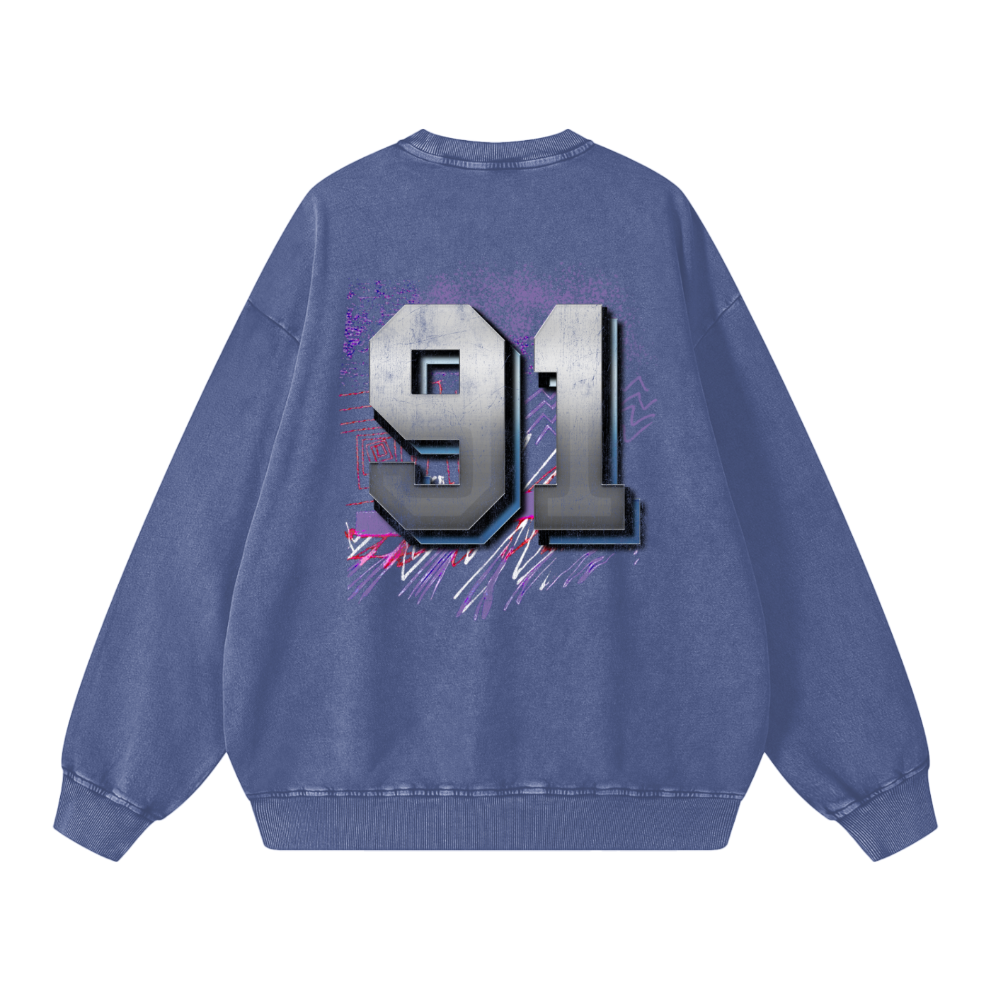 Red Block Edition Snow Washed Oversized Sweatshirt