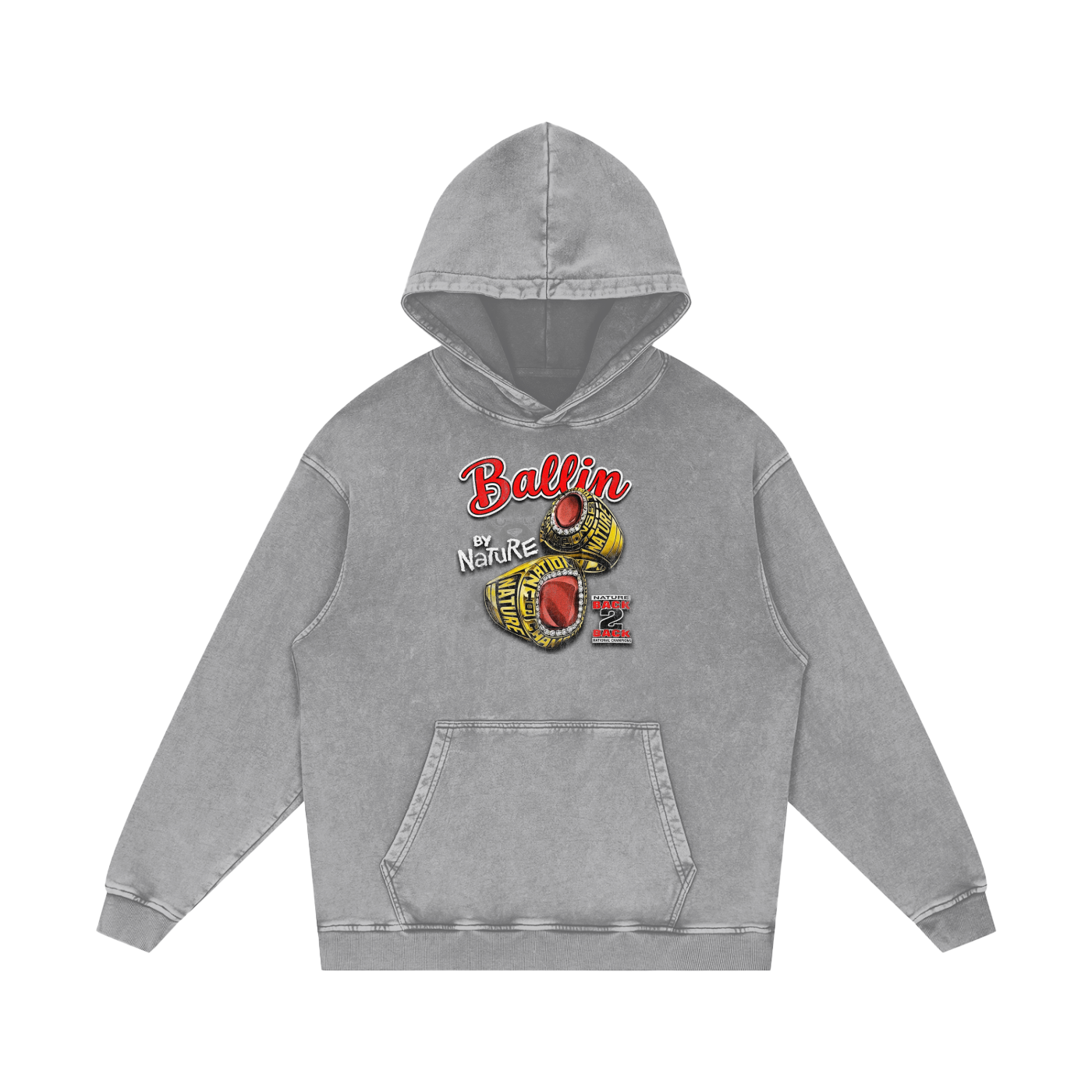 Ring Edition Snow Washed Loose Cotton Hoodie