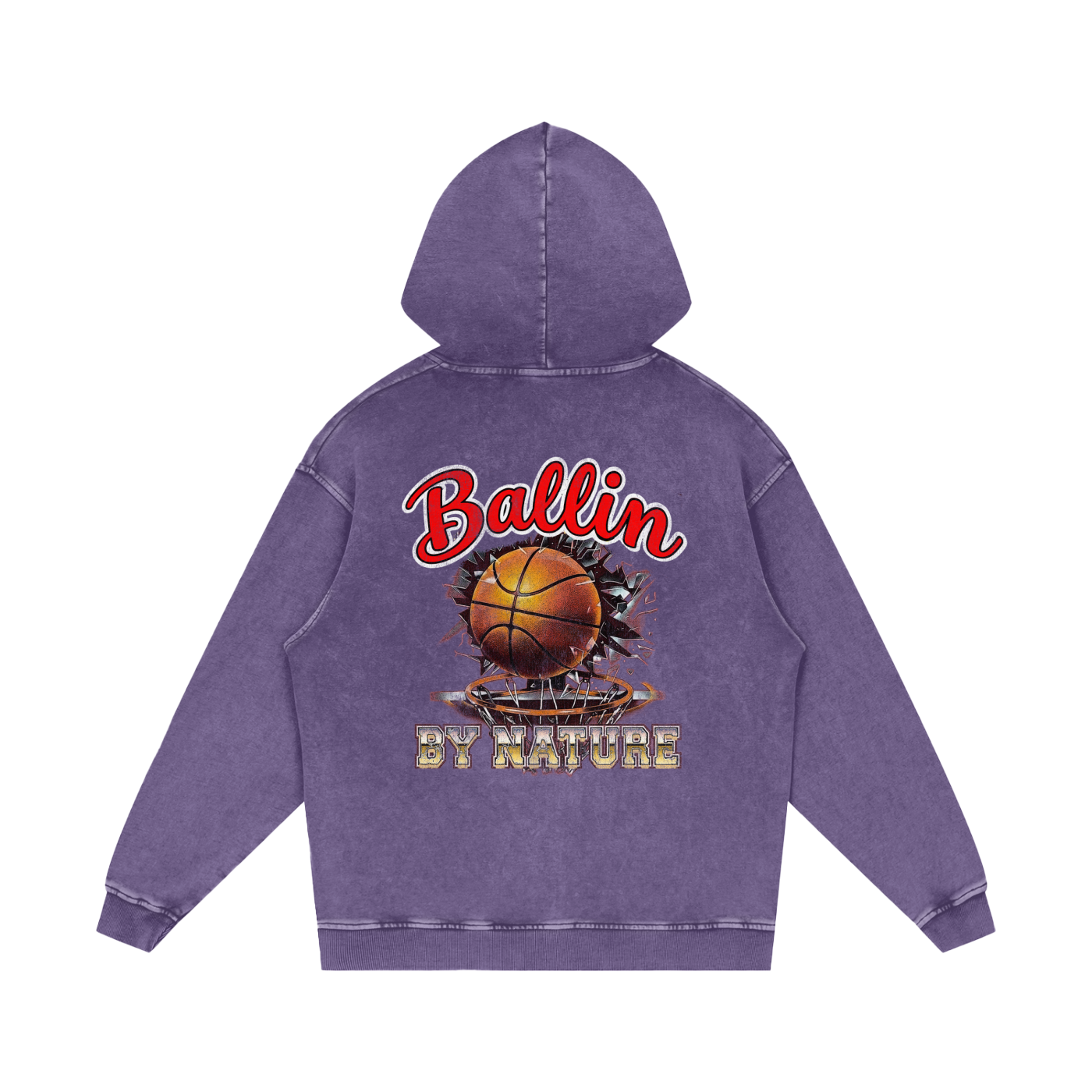 Ring Edition Snow Washed Loose Cotton Hoodie