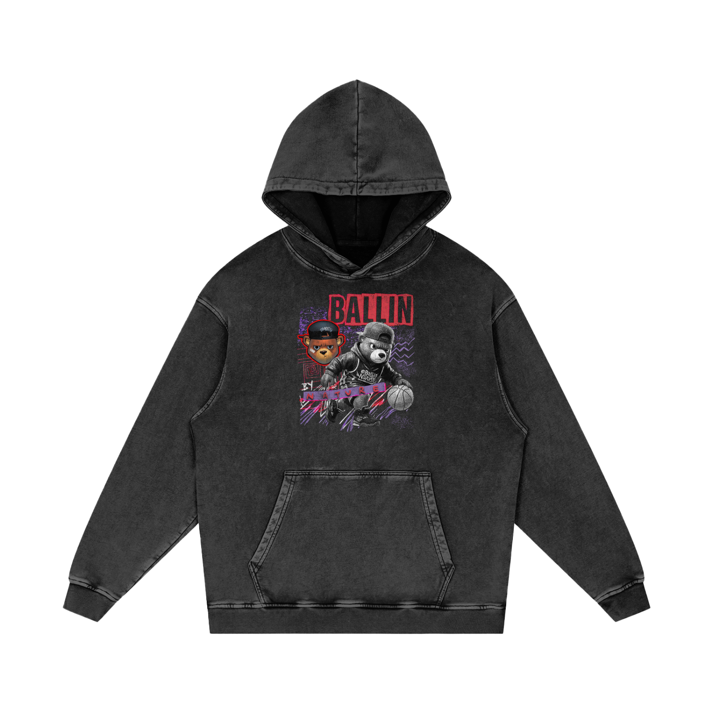 Red Box Edition Snow Washed Loose Cotton Hoodie
