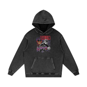 Red Box Edition Snow Washed Loose Cotton Hoodie