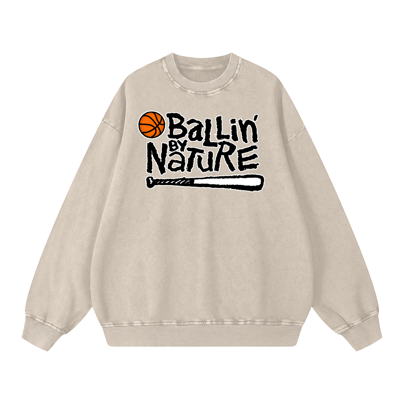 OG Black Logo Snow Washed Oversized Sweatshirt