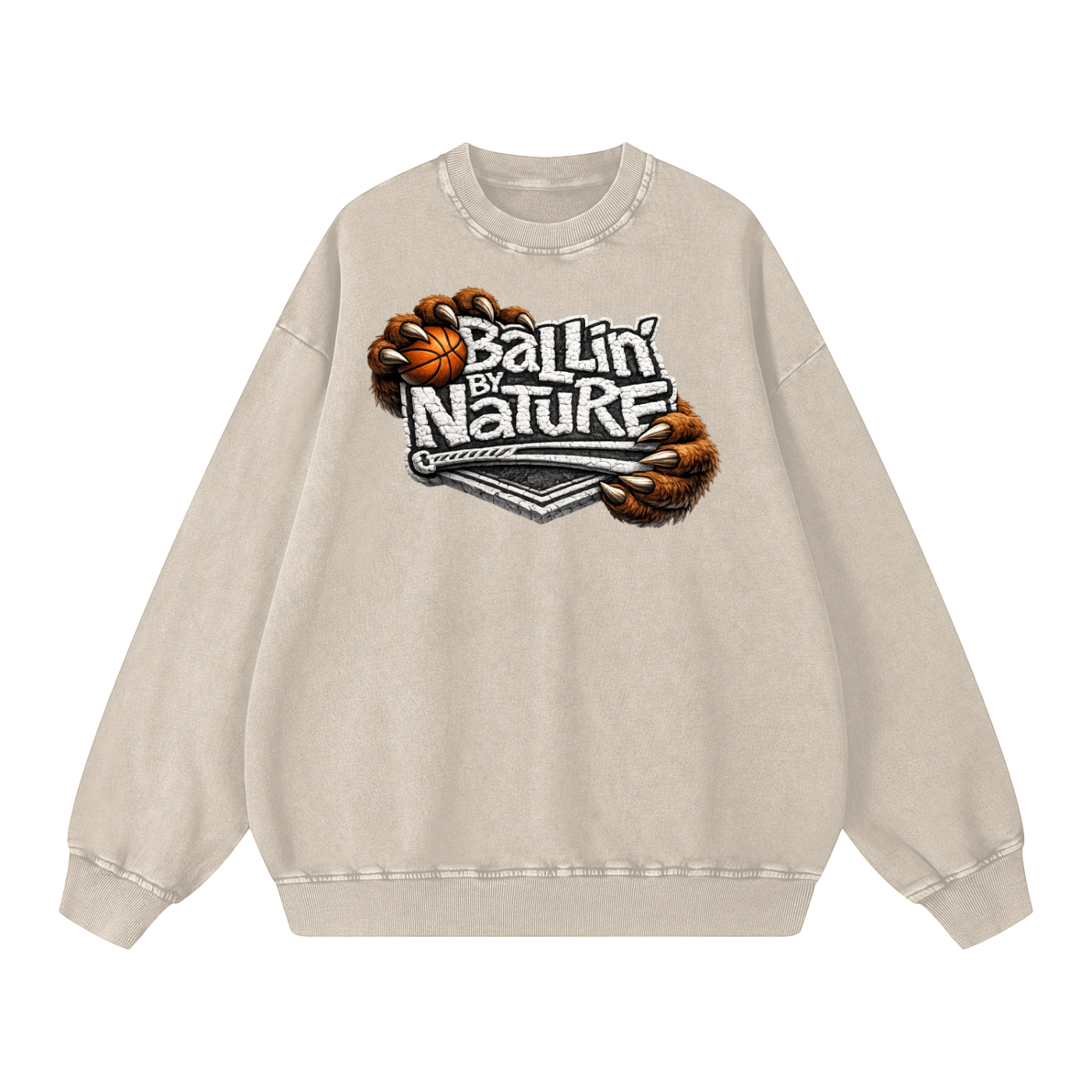 Ballin' Claw Snow Washed Oversized Sweatshirt