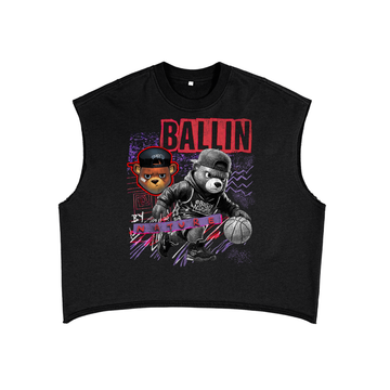 Ballin' by Nature - Red Block Edition French Terry Boxy Tank Top