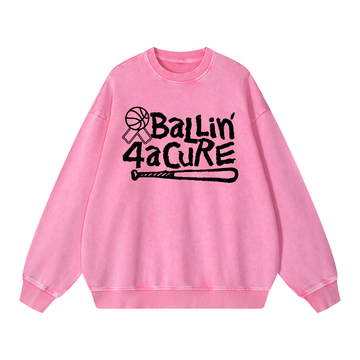 Ballin' 4 A Cure Pink Snow Washed Oversized Sweatshirt