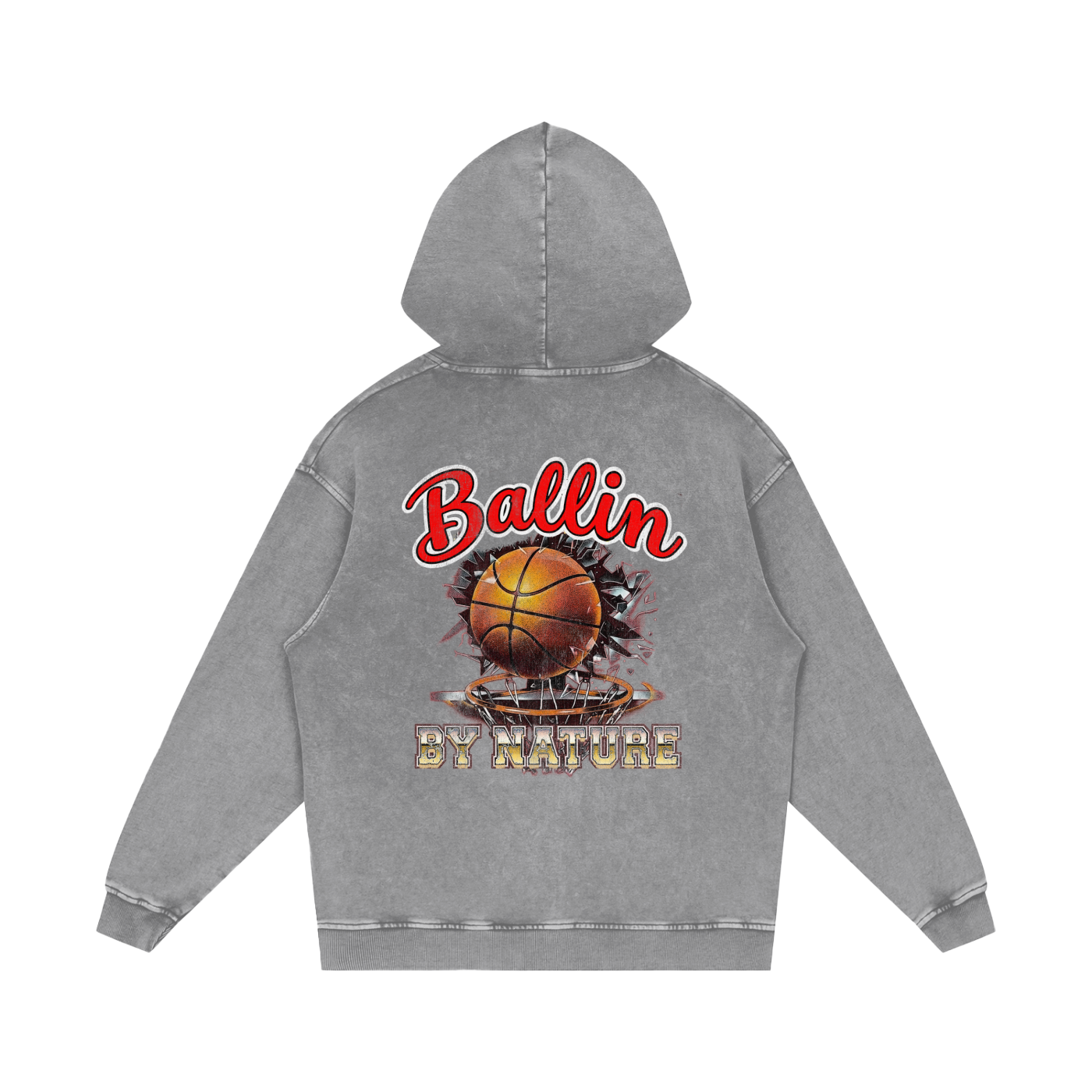 Ring Edition Snow Washed Loose Cotton Hoodie